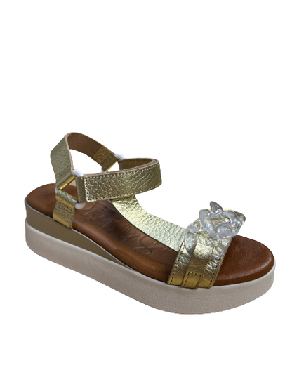 Oh My Sandals 5009 Gold Chain Velcro Sandals