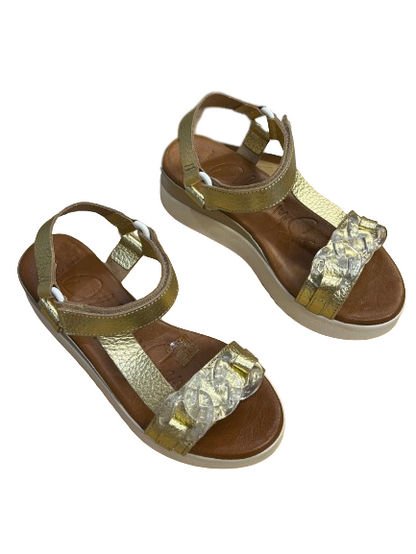 Oh My Sandals 5009 Gold Chain Velcro Sandals