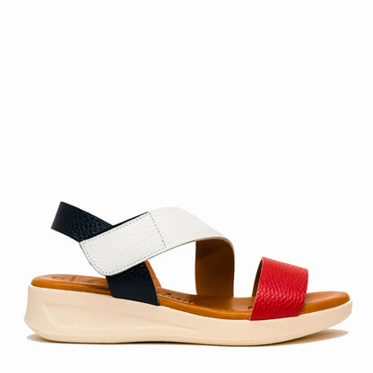 Oh My Sandals 5184 Red, White & Navy Velcro Sandals