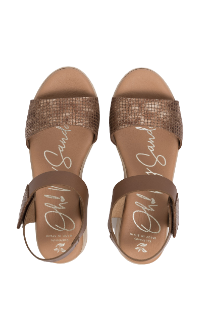 Oh My Sandals 5187 Tan Bronze Combi Velcro Sandals