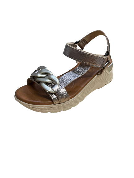 Oh My Sandals 5191 Gold Chain Velcro Sandals
