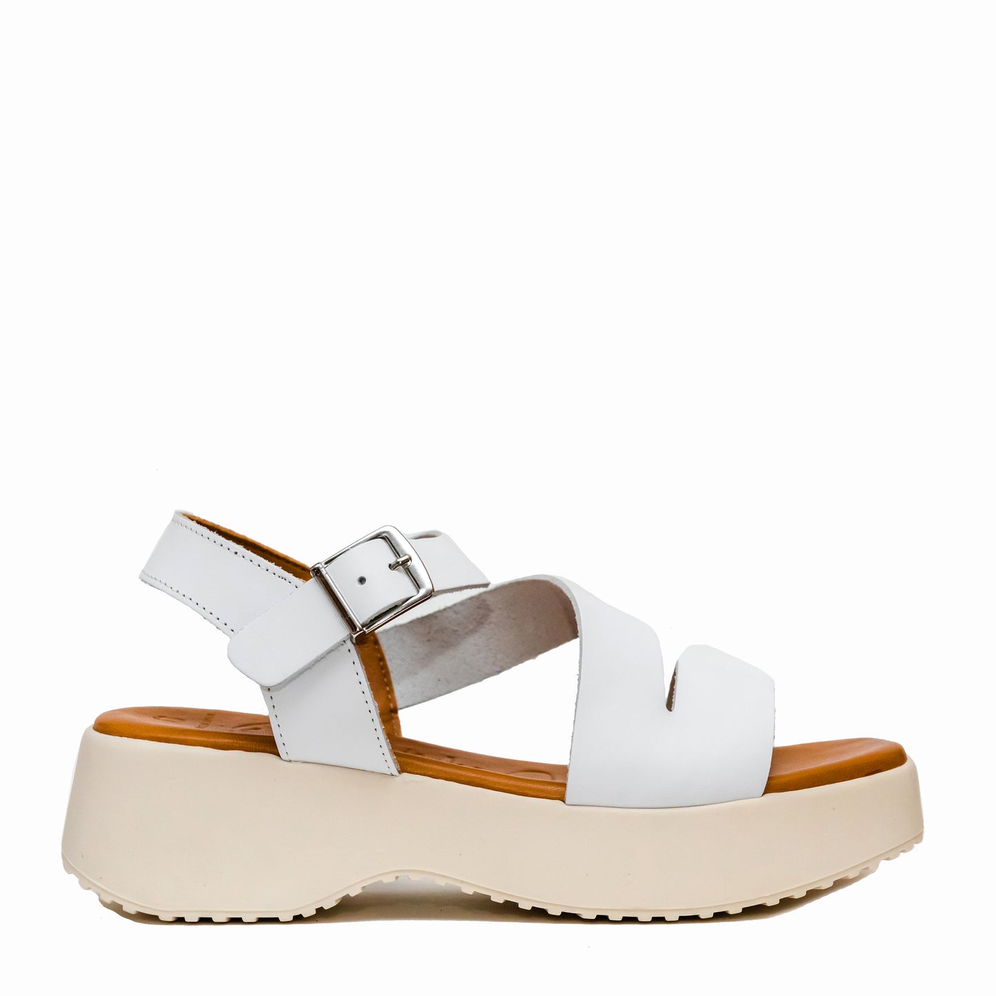Oh My Sandals 5196 White Cross Strap Sandals