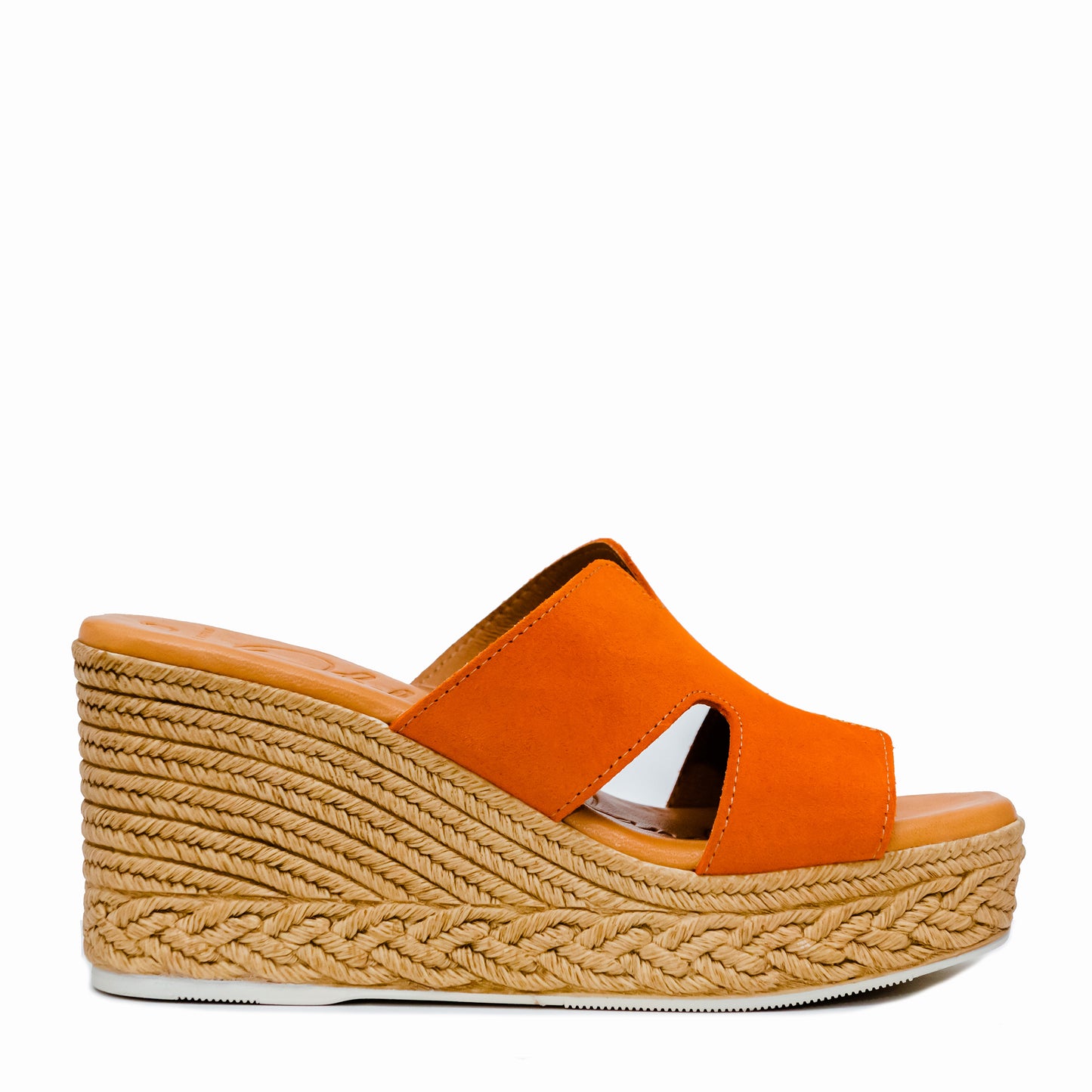 Oh My Sandals 5223 Orange Suede Mules/Wedge Sandals