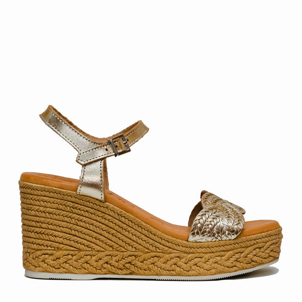 Oh My Sandals 5227 Gold Wedge Sandals