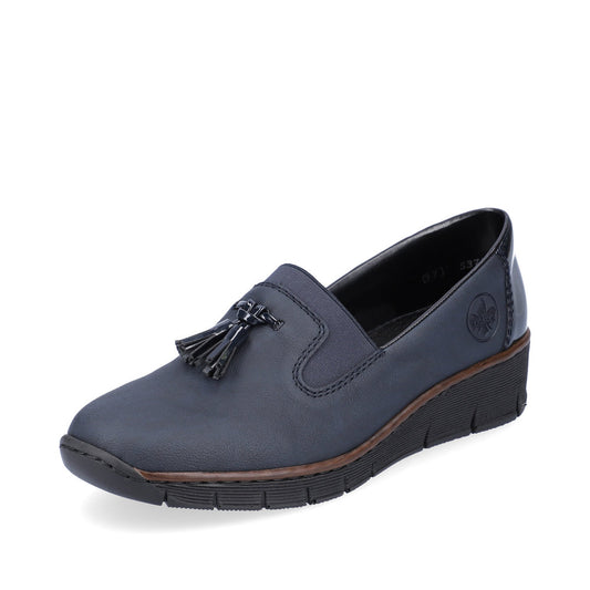 Rieker 53751-14 Navy Blue Slip On Loafers with Tasslep