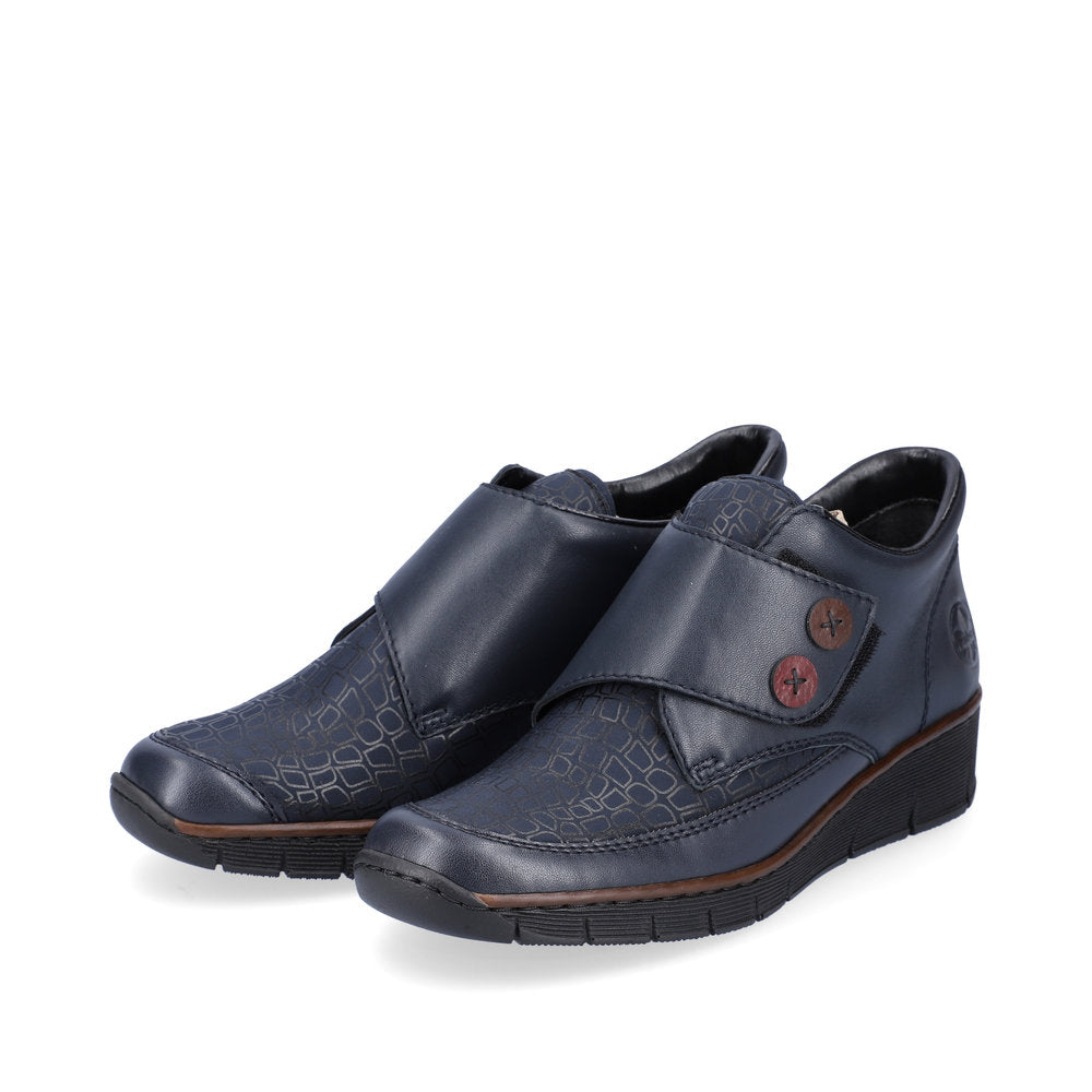 Rieker 53760-14 Navy Blue Velcro Wedge Shoes