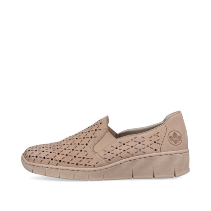 Rieker 53795-60 Beige Perforated Slip On Shoes