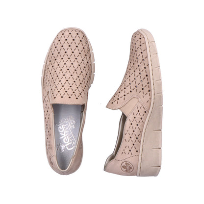 Rieker 53795-60 Beige Perforated Slip On Shoes