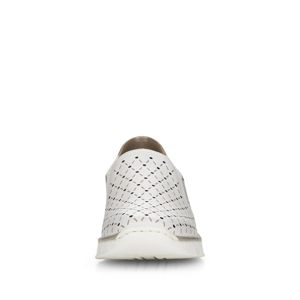 Rieker 53795-80 White Perforated/Pinhole Slip On Shoes
