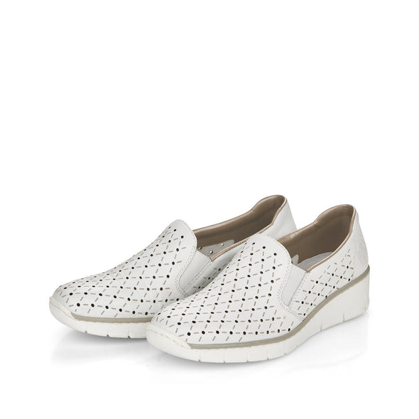 Rieker 53795-80 White Perforated/Pinhole Slip On Shoes