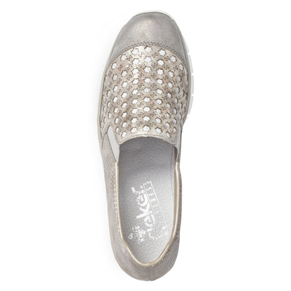 Rieker 537W4-40 Grey Stars Combi Slip On Shoes