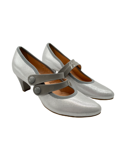 Bioeco by Arka 5536 2103+0387 Silver Leather Heels with 2 Straps