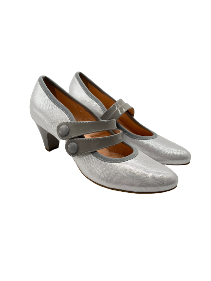 Bioeco by Arka 5536 2103+0387 Silver Leather Heels with 2 Straps