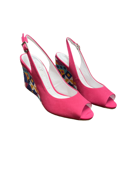 Loretta Vitale 5554-203-237 Pink Multi Suede Wedge Heels