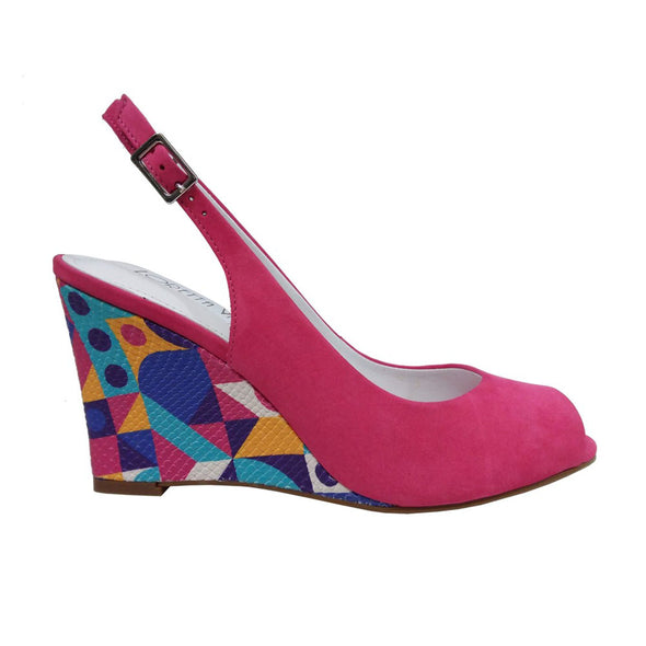 Loretta Vitale 5554-203-237 Pink Multi Suede Wedge Heels