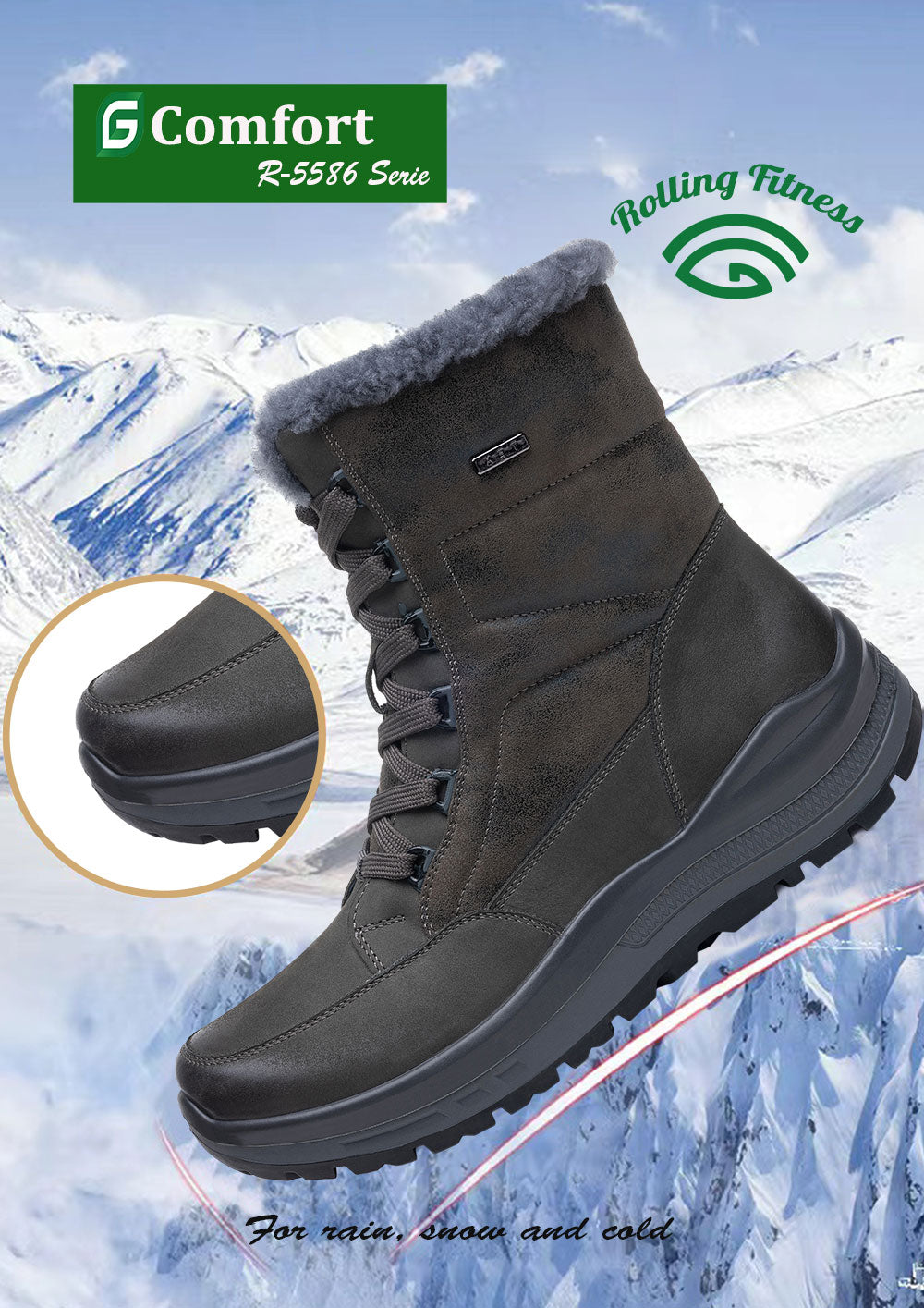 G Comfort R-5586 Grey/Green Boots