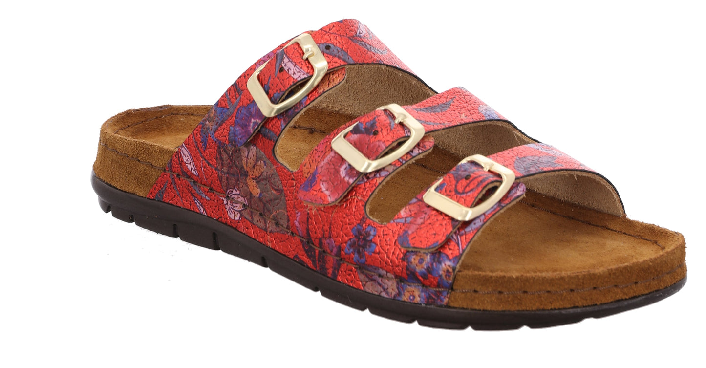 Rohde 5874 43 Rodigo-D Sherry Red Multi Floral 3 Strap Sandals