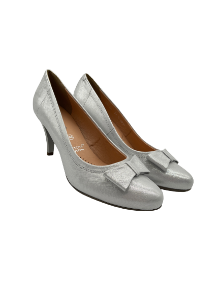 Bioeco by Arka 5897 2103 Silver Leather Heels with Bow