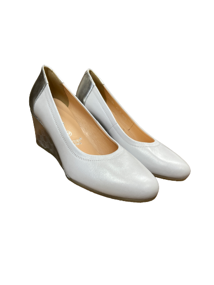 Bioeco by Arka 5899 2362+0583+2414 White Leather Silver Wedge Heels