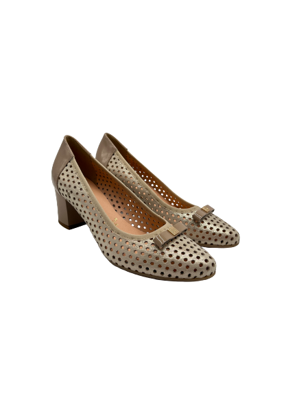 Bioeco by Arka 6061 1097+1887 Gold Leather Heels with Pinhole Detail