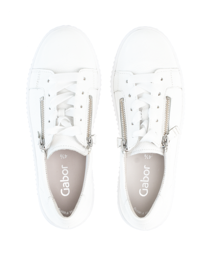 Gabor 63.334.21 White Low Sneakers with 2 Zips