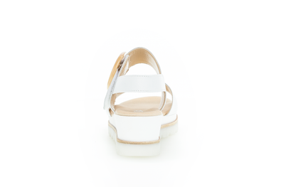 Gabor 64.645.21 White Wedge Sandals with Brown Round Buckle