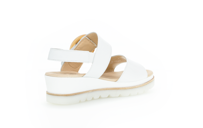 Gabor 64.645.21 White Wedge Sandals with Brown Round Buckle