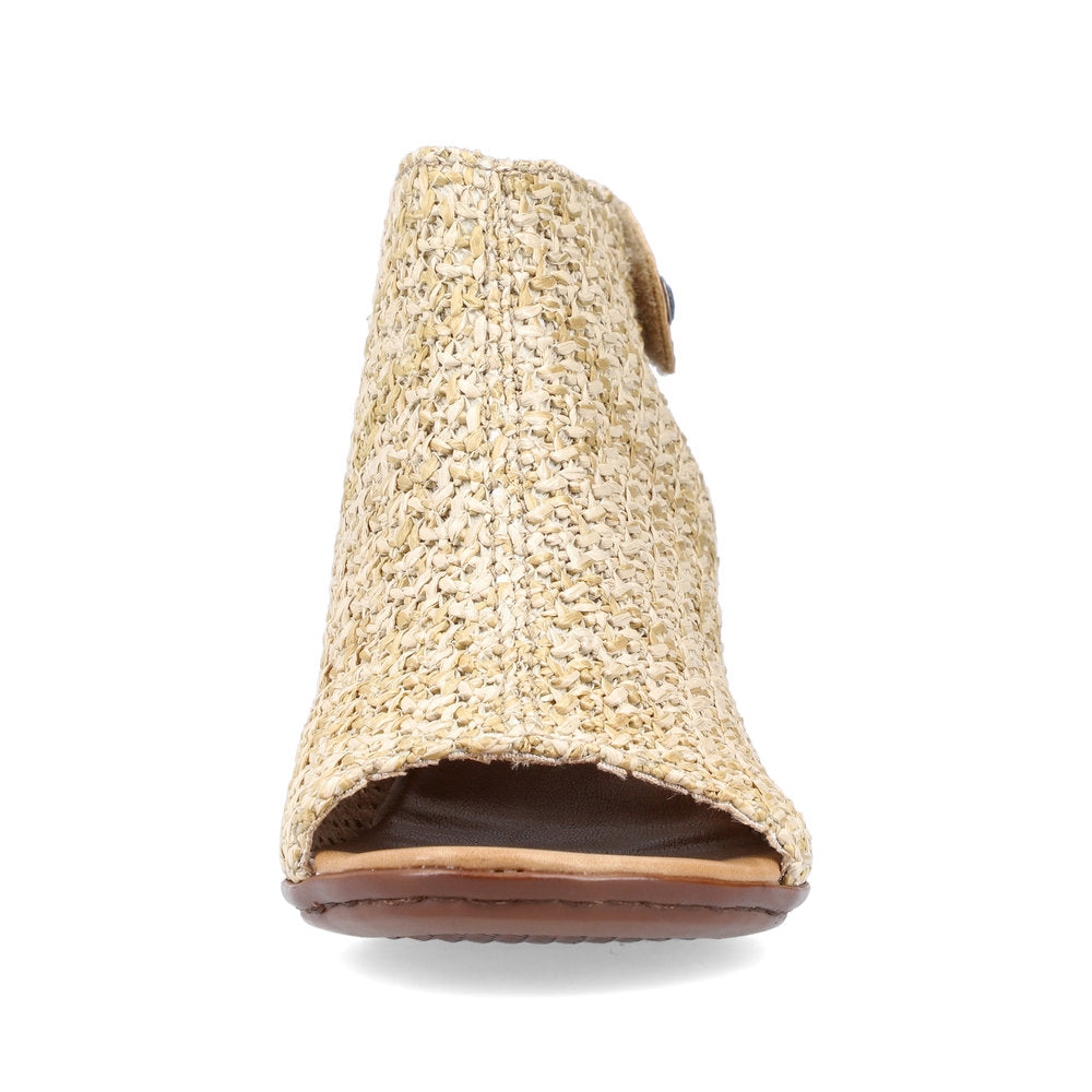 Rieker 64670-60 Sand/Beige Basket Weave Heel Sandals