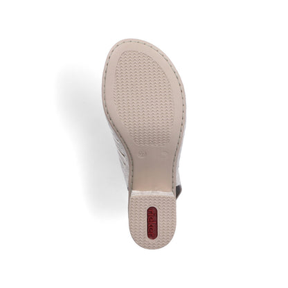Rieker 64676-60 Beige Metallic Glitz Block Heel Open Toe Sandals
