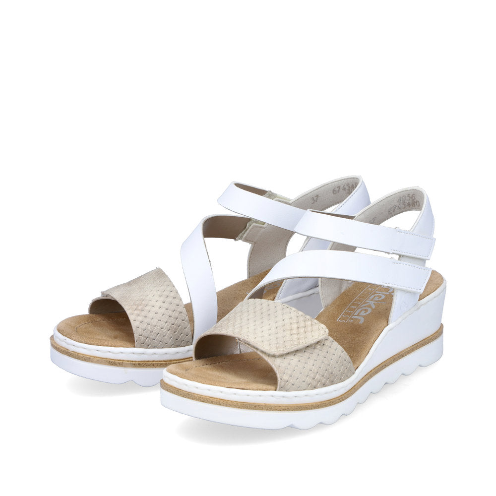 Rieker 67454-80 White Combi Velcro Sandals with Slingback