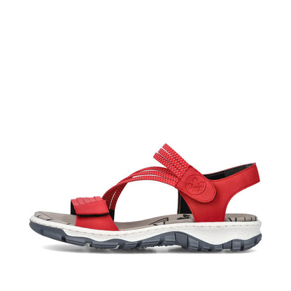 Rieker 68871-33 Red Velcro Sandals with Slingback Strap