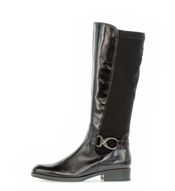 Gabor 71.604.20 Black Knee High Boots with Buckle
