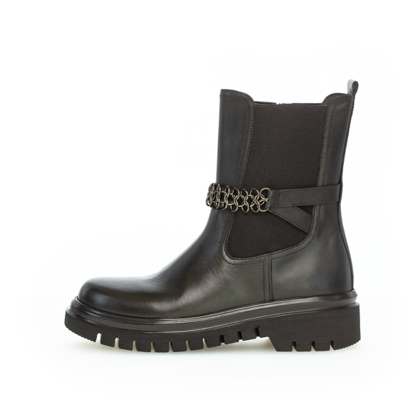 Gabor 71.783.27 Black Chelsea Boots with Chain