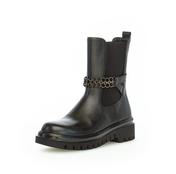 Gabor 71.783.27 Black Chelsea Boots with Chain