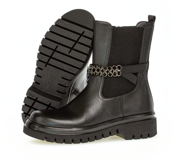 Gabor 71.783.27 Black Chelsea Boots with Chain
