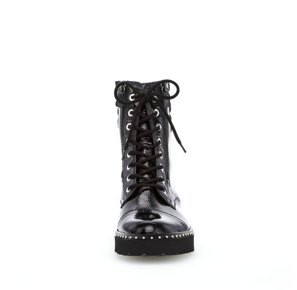 Gabor 71.802.97 Black Combat Biker Boots with Stud Detailing on Bottom