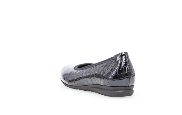 Gabor 72.620.86 Comfort Navy Blue Patent Croc Print Slip On Shoes