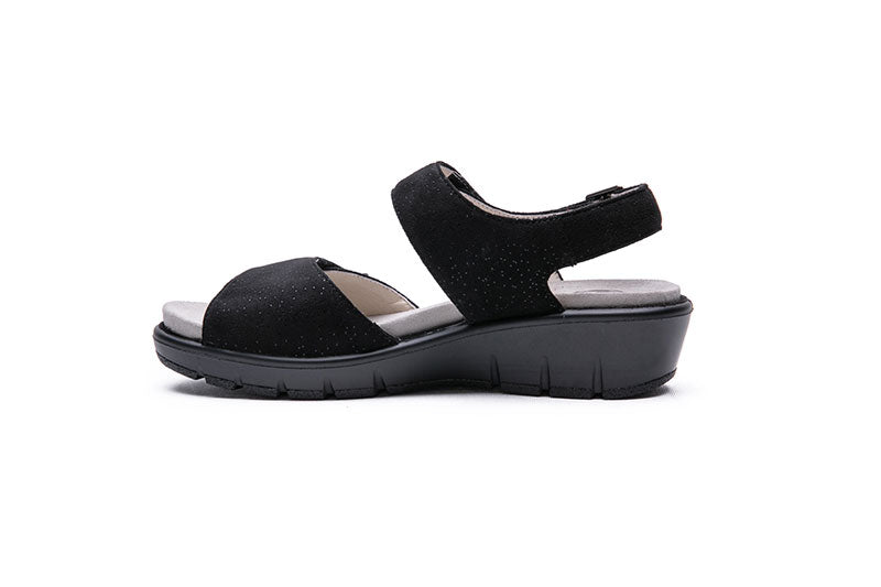 G Comfort 798-13 Black Suede Velcro Sandals