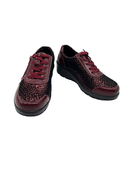 G Comfort 798-1 Burgundy/Wine Fantasy Lace Sneakers with Zip