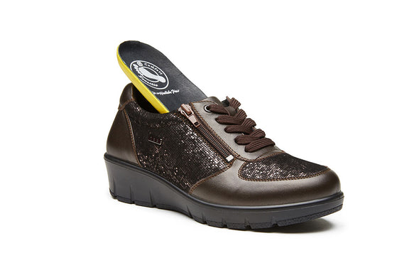 G Comfort 798-1 Bronze/Brown Zinn Fantasy Lace Sneakers with Zip