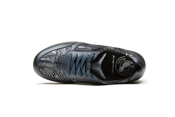 G Comfort 799-2 Blue/Grey Metallic Stretch Tex Sneakers with Zip