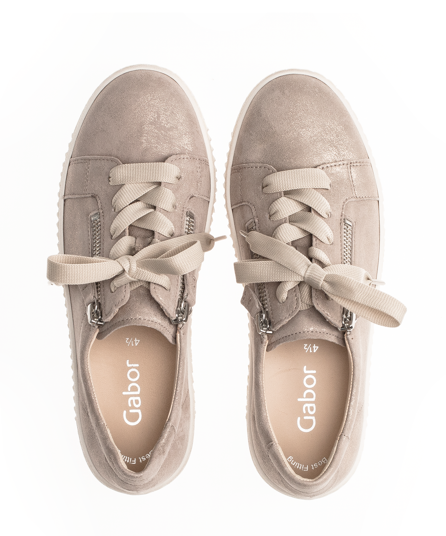 Gabor 83.334.60 Beige Sparkle Metallic F Fit Sneakers with Zip