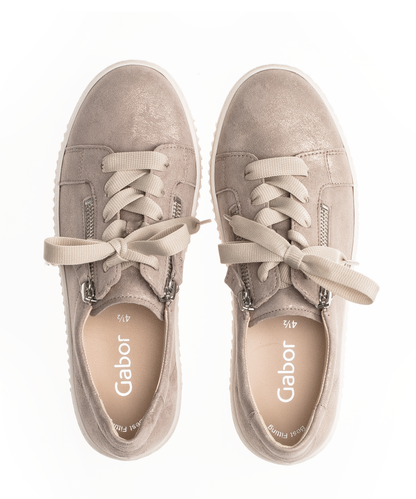 Gabor 83.334.60 Beige Sparkle Metallic F Fit Sneakers with Zip