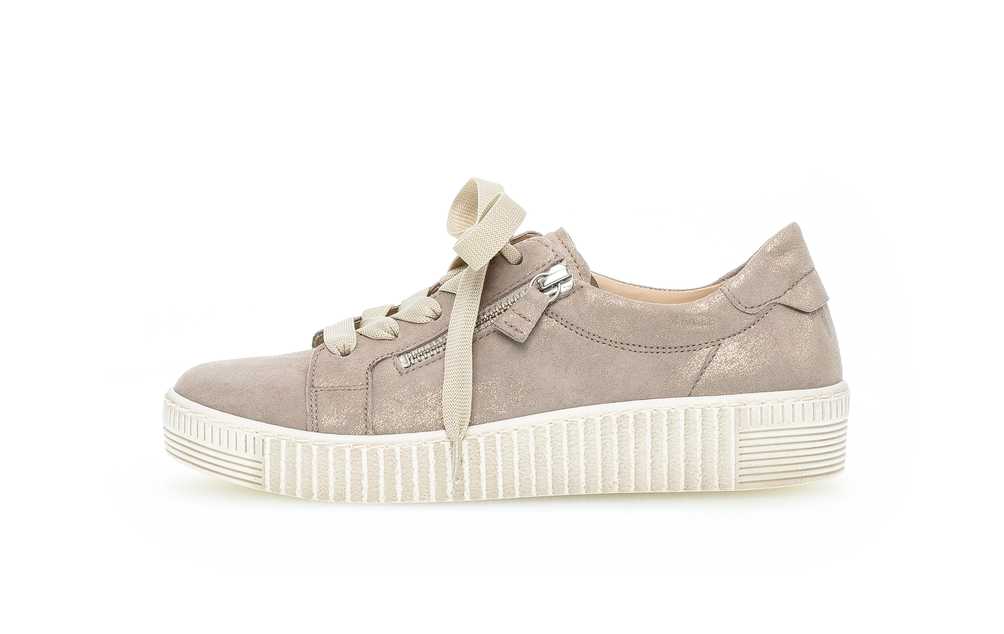 Gabor 83.334.60 Beige Sparkle Metallic F Fit Sneakers with Zip