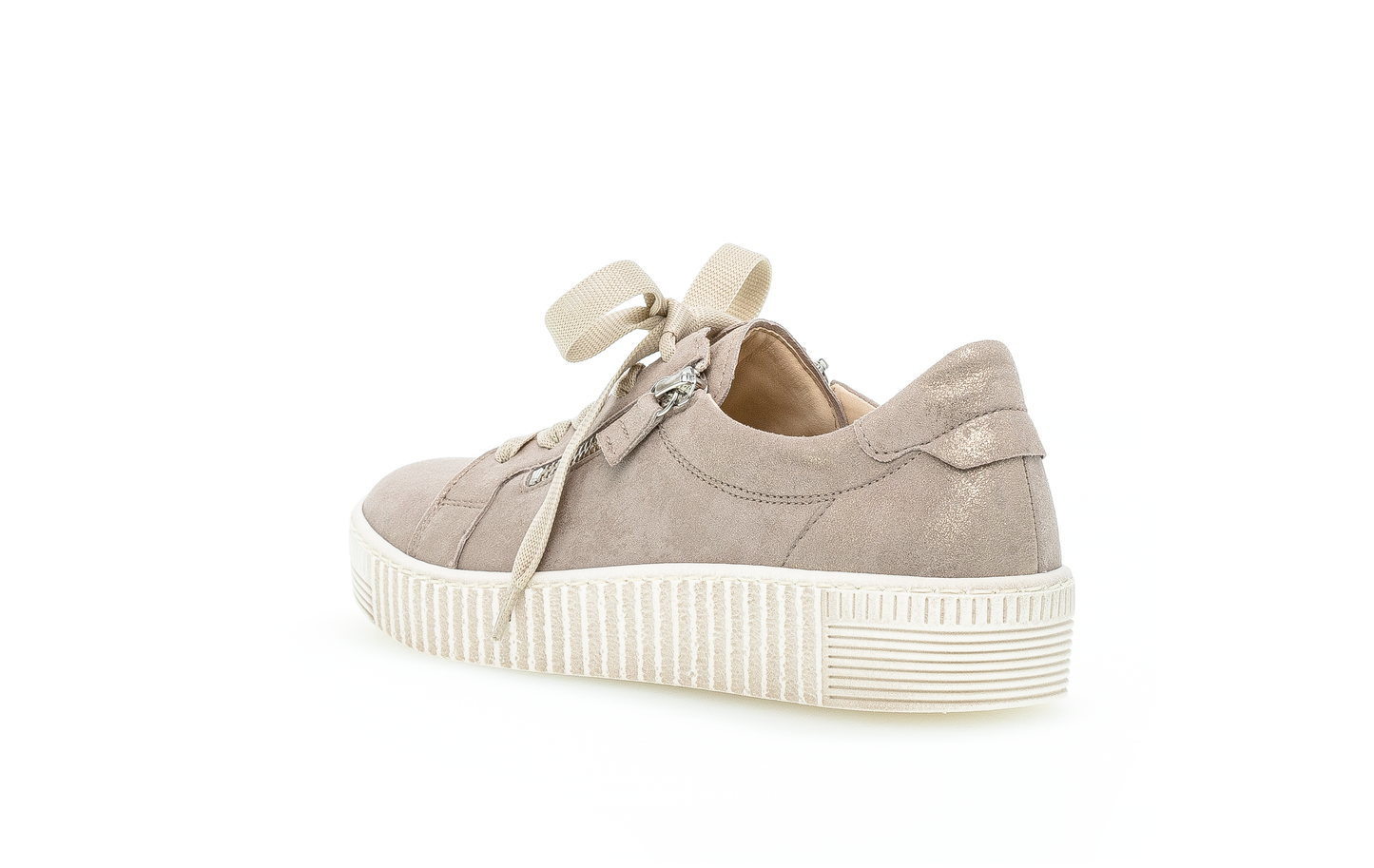 Gabor 83.334.60 Beige Sparkle Metallic F Fit Sneakers with Zip