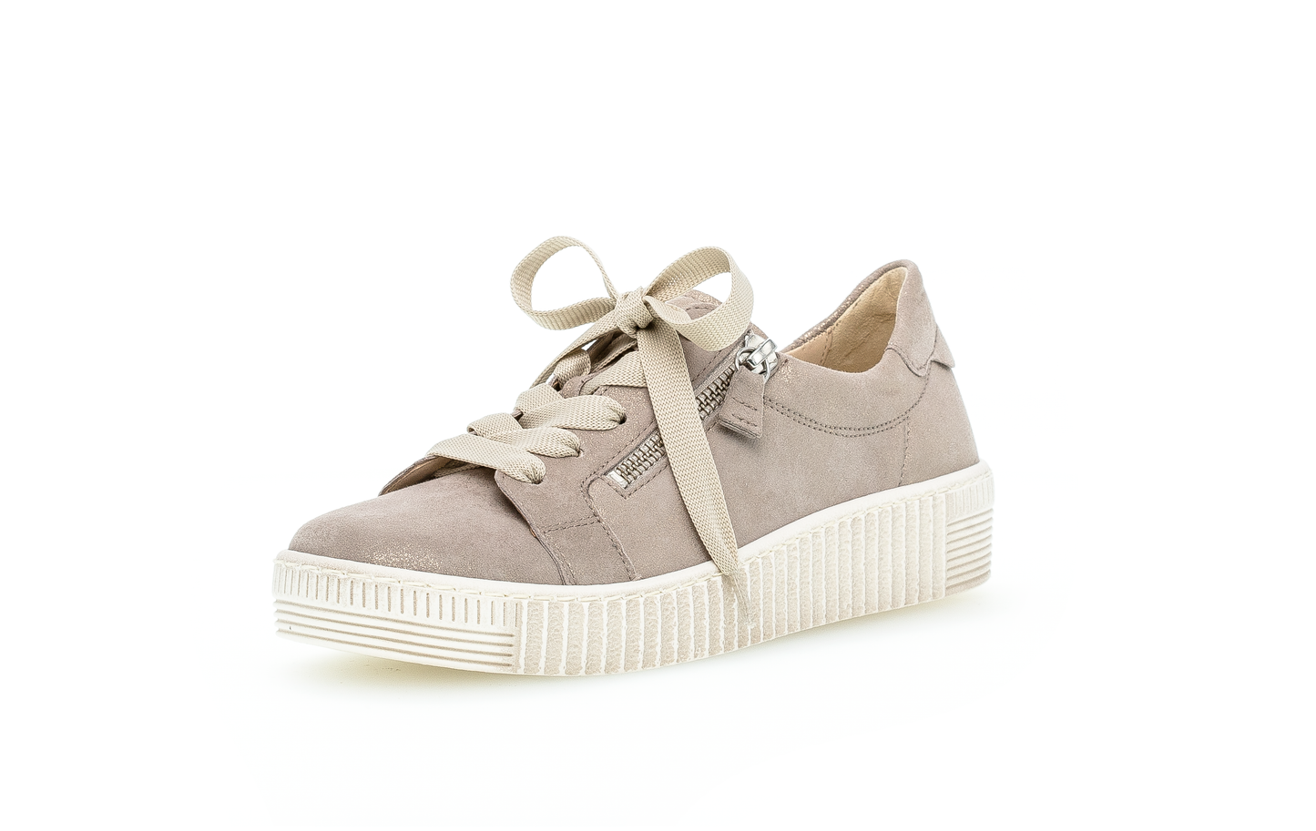 Gabor 83.334.60 Beige Sparkle Metallic F Fit Sneakers with Zip