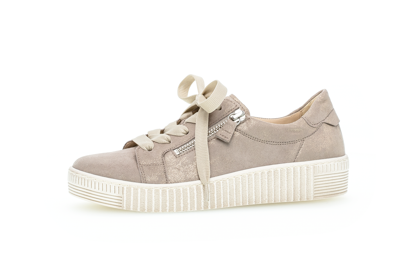 Gabor 83.334.60 Beige Sparkle Metallic F Fit Sneakers with Zip