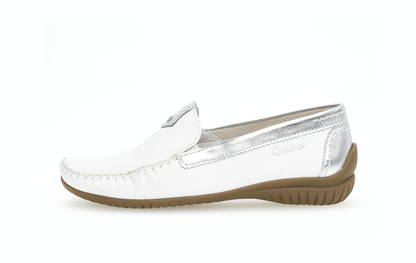 Gabor 86.090.50 Comfort White & Silver Moccasin Slip On Shoes