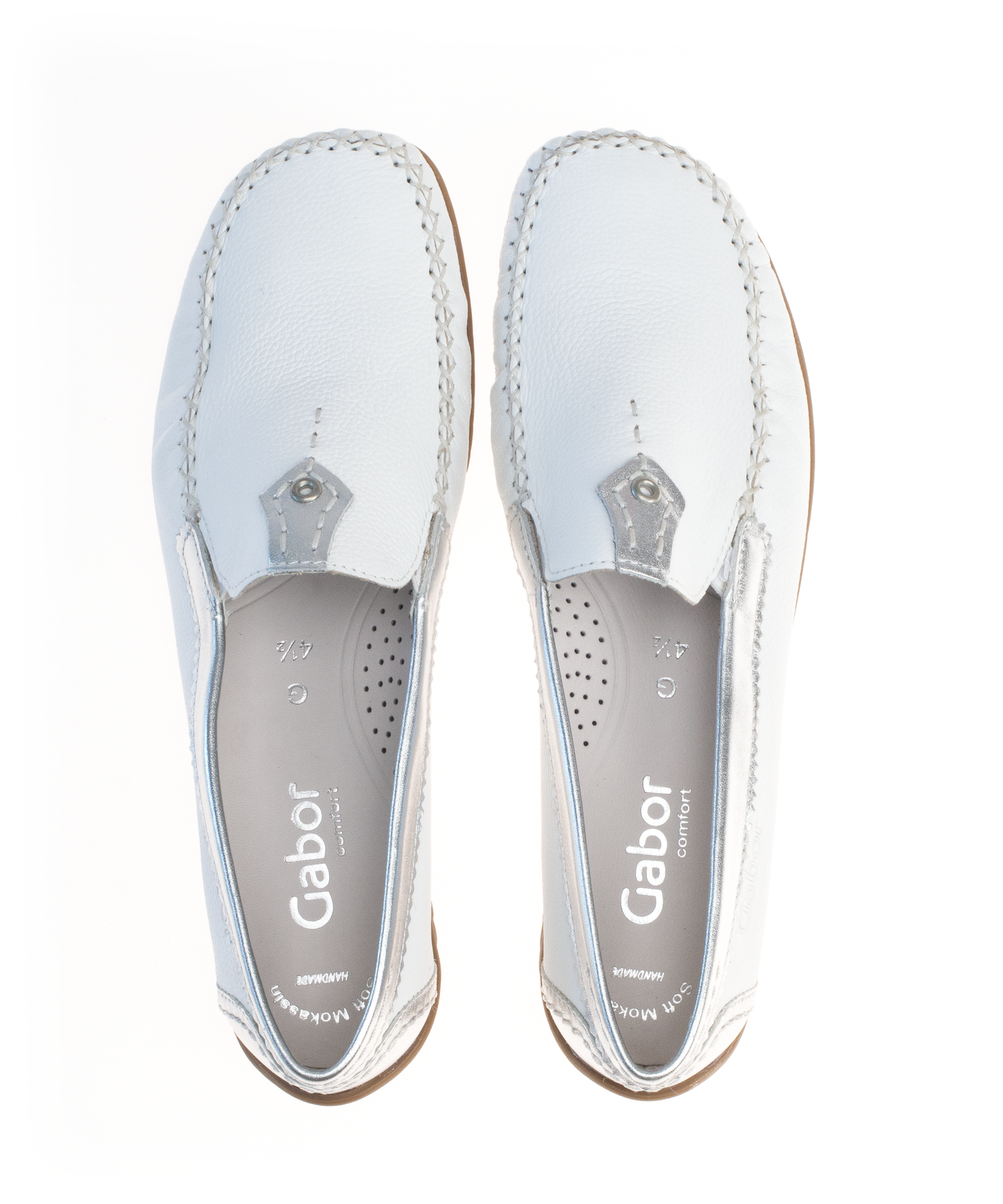Gabor 86.090.50 Comfort White & Silver Moccasin Slip On Shoes