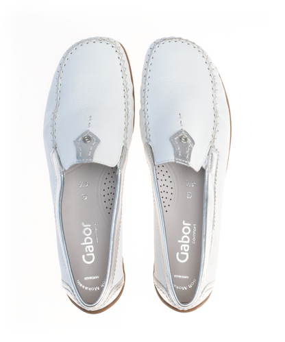 Gabor 86.090.50 Comfort White & Silver Moccasin Slip On Shoes